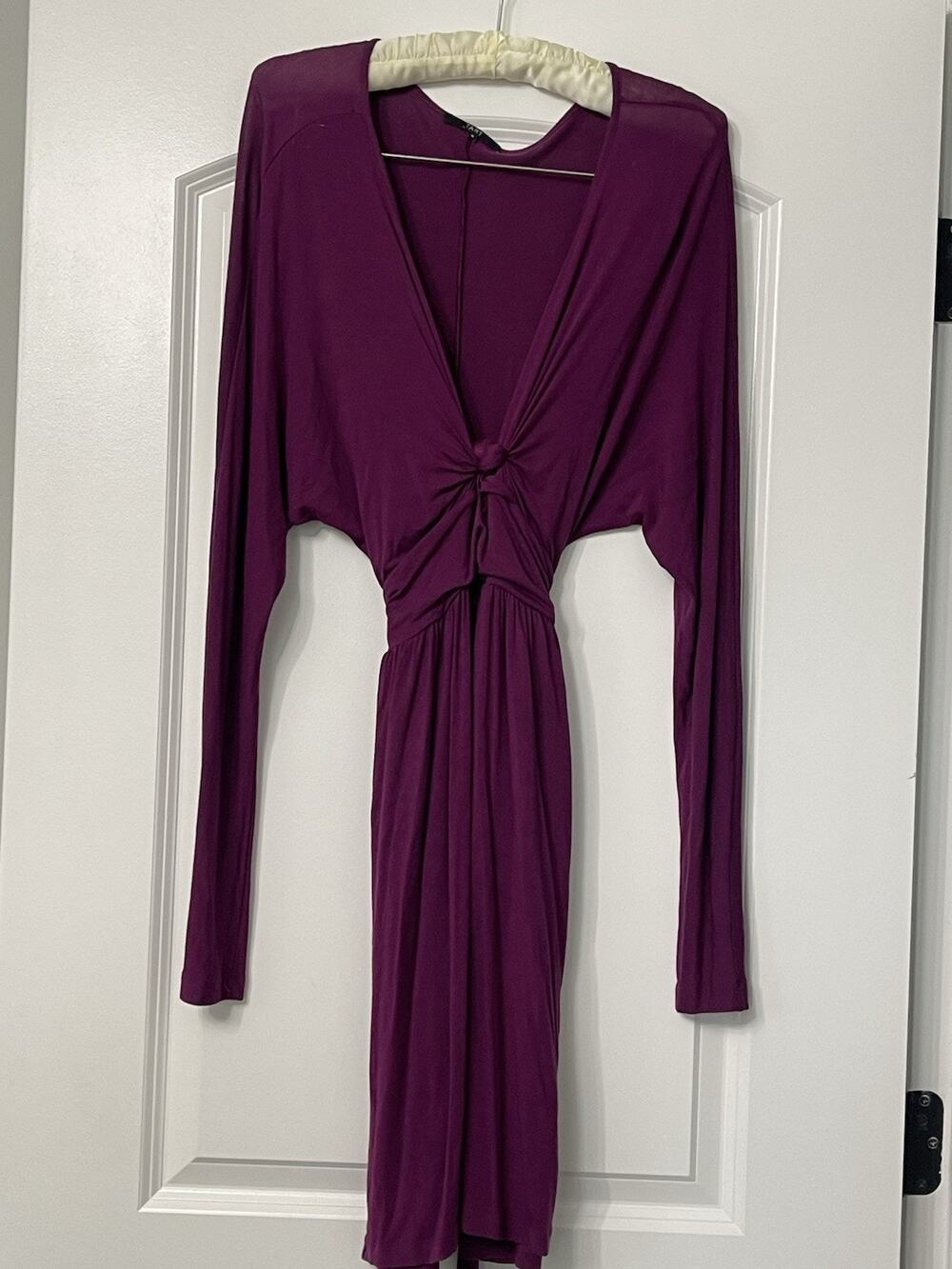 Y2k Tart Collections Plum Purple Knot Front Long Sleeve Mini Dress S Date Night